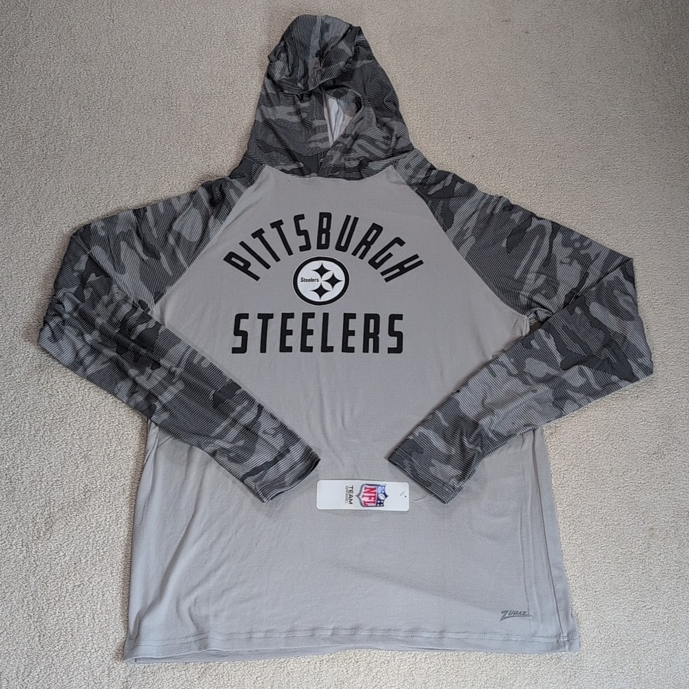 Pittsburgh Steelers Zubaz Lightweight Hoodie Shirt Mens M Gray Camo New